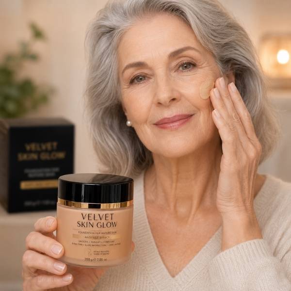 Donna matura con fondotinta Velvet Skin Glow